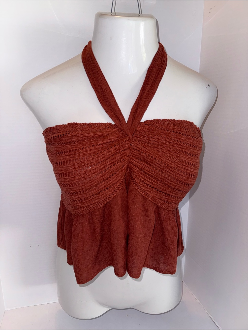 American Eagle Outfitters Rust Halter Knit Peplum Camisole XL
